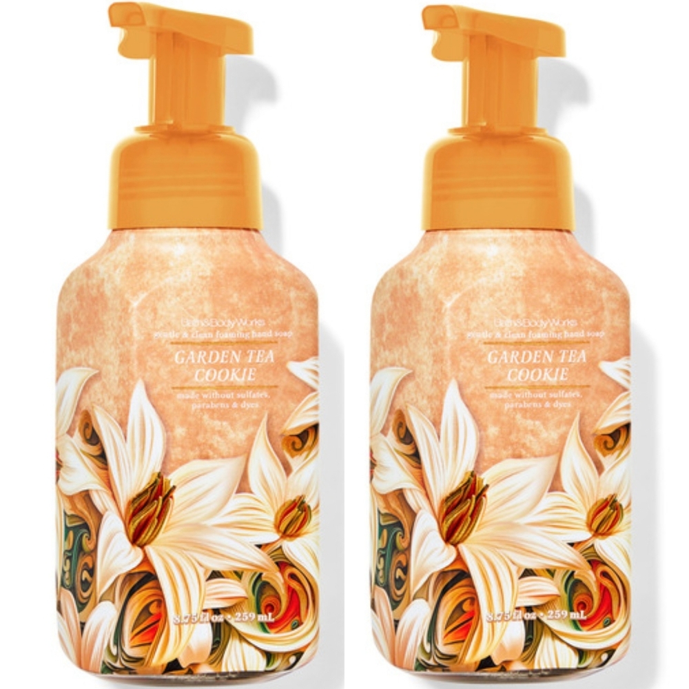 Bath Body Works Garden Tea Cookie Foaming Hand Soap Set of 2 NEW Rare